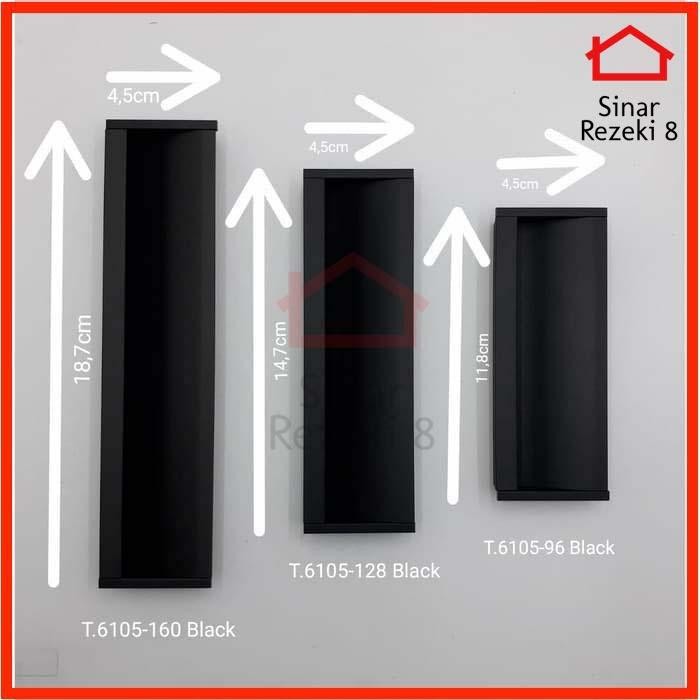 Tarikan Tanam 6105 BLACK / HItam Handle Geser Pintu Lemari Minimalis *