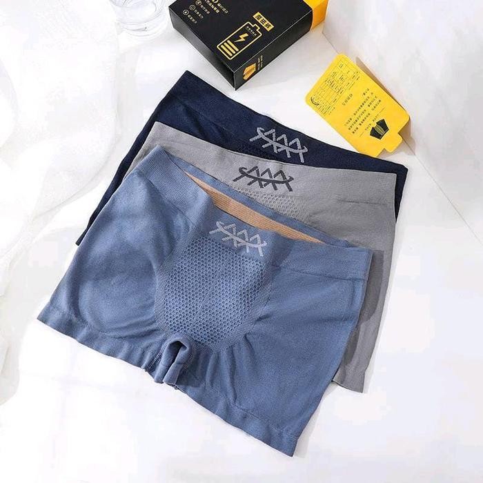 New OBRAL 1 LUSIN 12PCS ! Celana Dalam Boxer Magnetik 5D Terapi Fit Katun Ready