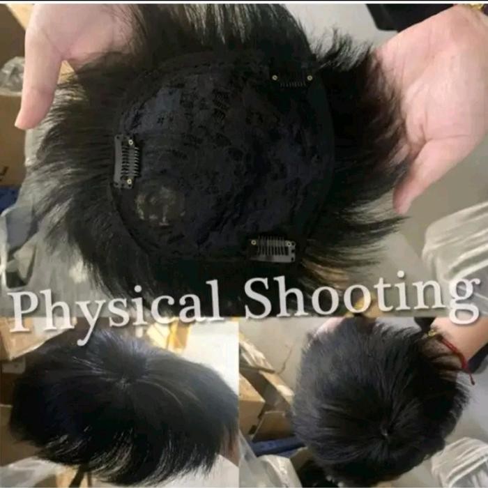 Wig Pendek Pria Toupee Penutup Rambut Botak Pria Pasti Ori