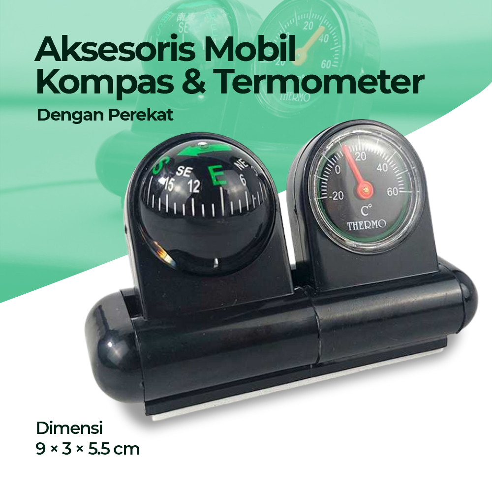 Kompas Dashboard Mobil dengan Termometer, Arah Akurat & Suhu Nyata, Mudah Dipasang & Awet