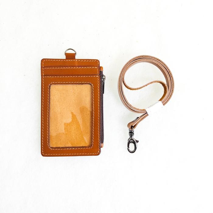 

Leather Zipper Id Card Holder/ Lanyard Name Tag Resleting Kulit Asli