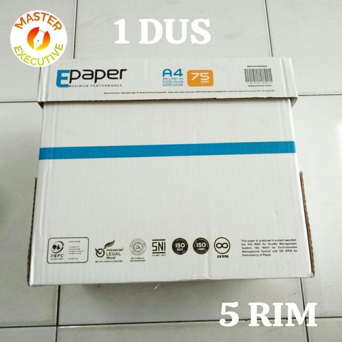 

[Dus - 5 Rim] Epaper Kertas HVS A4 75 gsm 210 x 297 mm / Print / Fotokopi / Percetakan