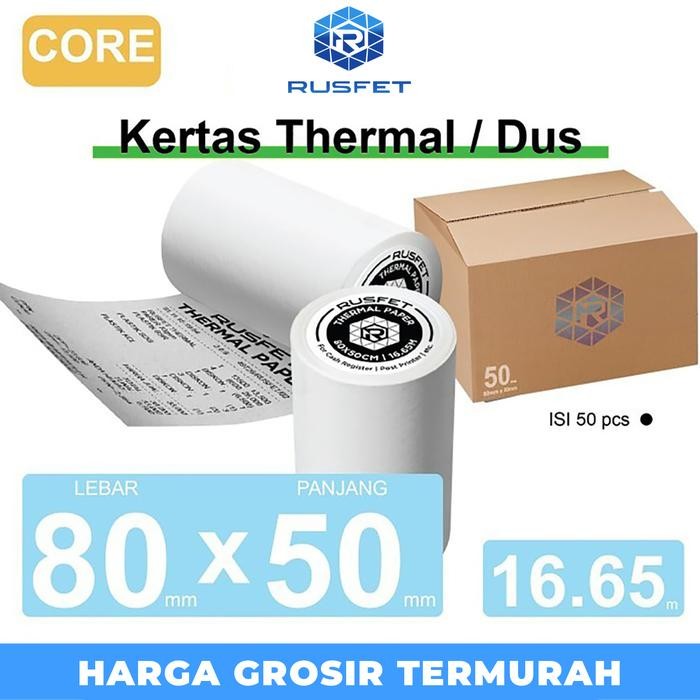 

Kertas Thermal Paper Core Printer Resi Termal Barcode POS 80x50mm DUS