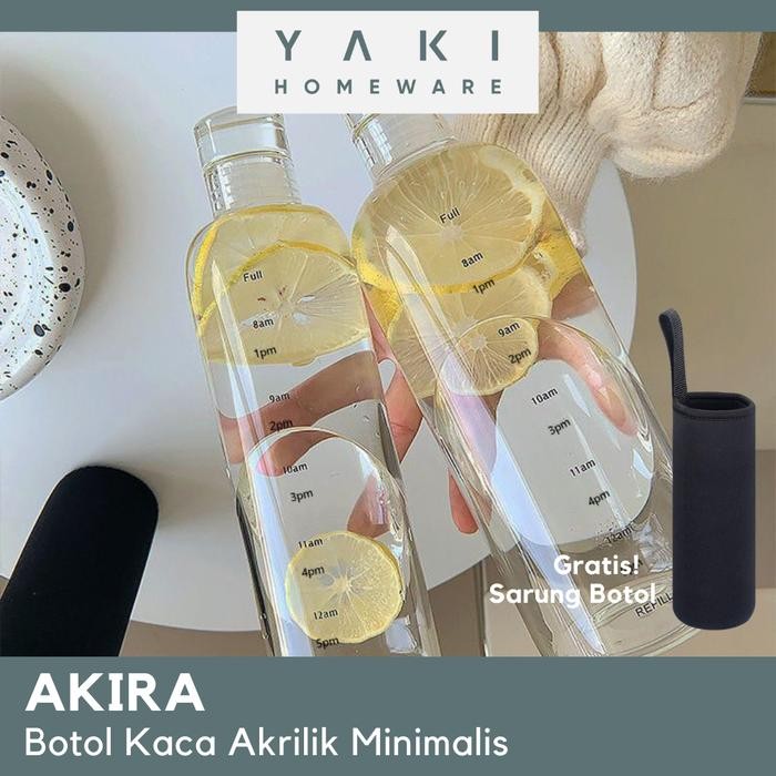 Id'' YakiBotol Kaca Transparan Minimalis Water Bottle Air Minum Estetik