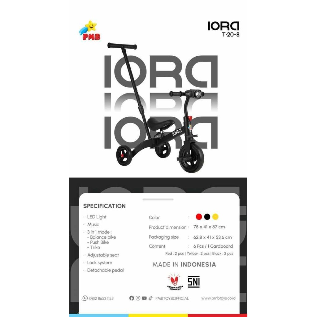 Sepeda Anak Tricycle Pmb Iora T20-8