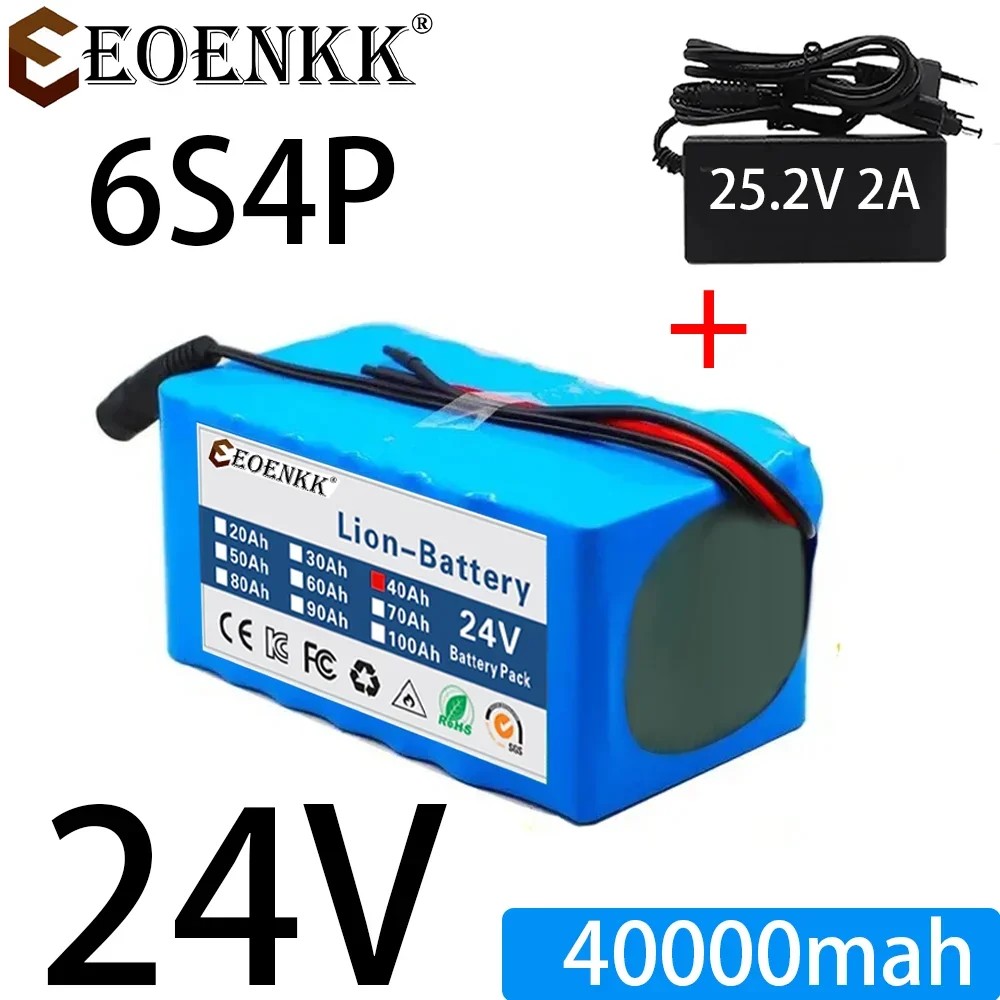 New High power battery 24V 6s4p 30ah, high power battery 500W, BMS 25.2V 40000mAh power battery