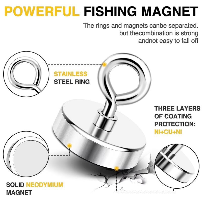BARU N52 Super Strong Neodymium Fishing Magnets Hooks Salvage Magnets Neodymium Magnet Searcher Powe