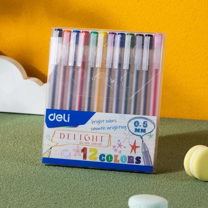 

Deli Stationary - Deli Office Gel Pen / Pulpen Gel 0.5 Mm 12 Warna Penulisan Halus Eg119-12C Biru