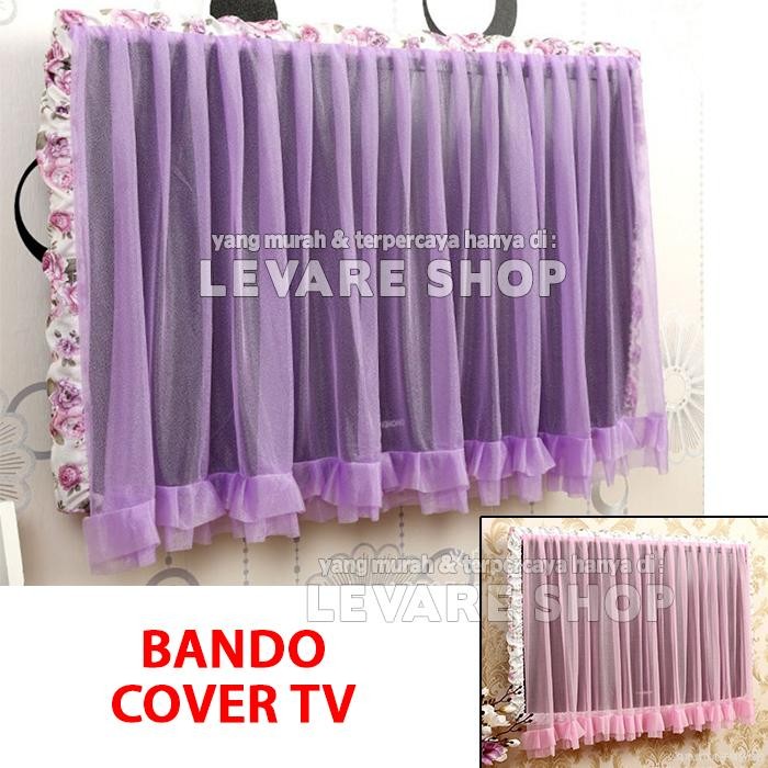 Nagoya Electronic - Cover / Sarung / Bando Tv Renda + Penutup Layar ( 27" - 32 Inch ) - Ungu 50" -