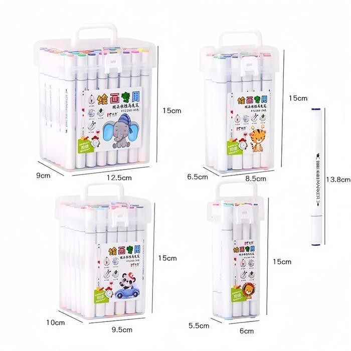 

12/24/36/48 Warna Sketsa Spidol Universal/Set Spidol Universal Berkepala Dua/Penanda Anime Kuas Seni