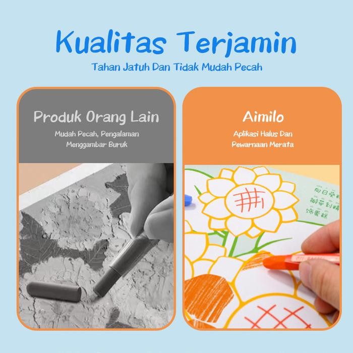 

[Ready] Aimilo Crayon Krayon Minyak 24/36/48 Warna Oil Pastel Crayon Crayon Set Tahan Air Tidak