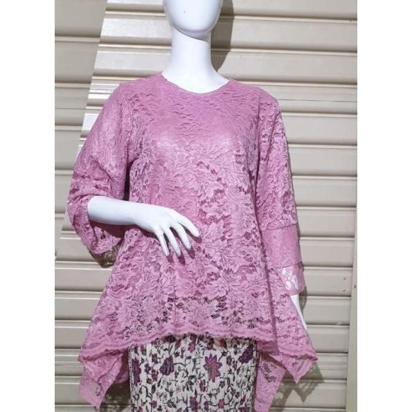 Atasan jumbo/kebaya brukat modern/atasan rinjani -Merah Cabe