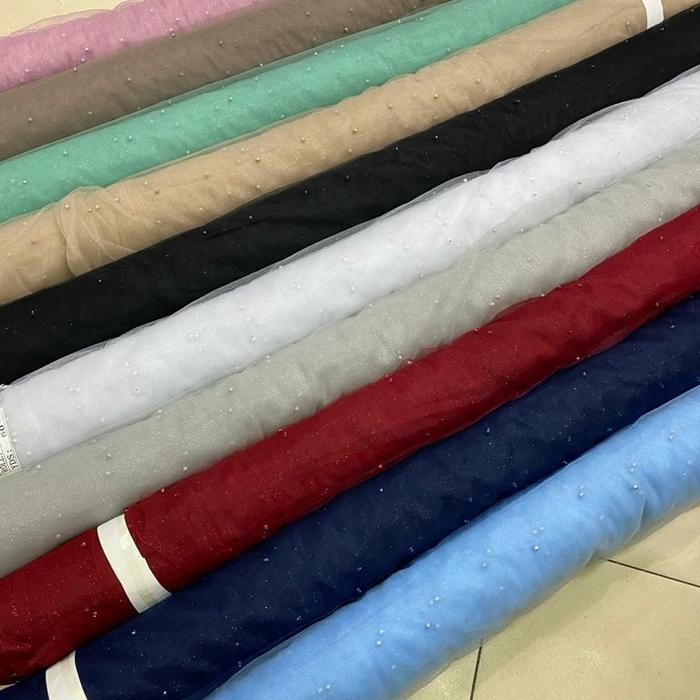 TULLE PURE MUTIARA/tile mutiara polos /kain tile polos mutiara