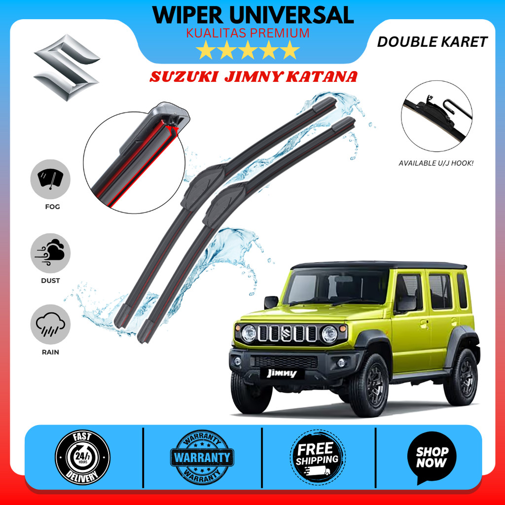 Wiper Dual Karet Mobil Suzuki Jimny Katana Kaca Depan Mobil Satu Set Kiri Kanan
