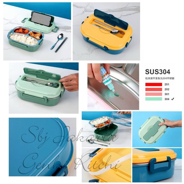 Kotak Makan Lunch Box Tempat Makan 304 Stainless Steel 1500Ml Premium