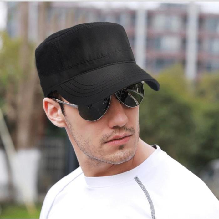 TOPI KOMANDO HITAM- topi army pria tactical polos militer