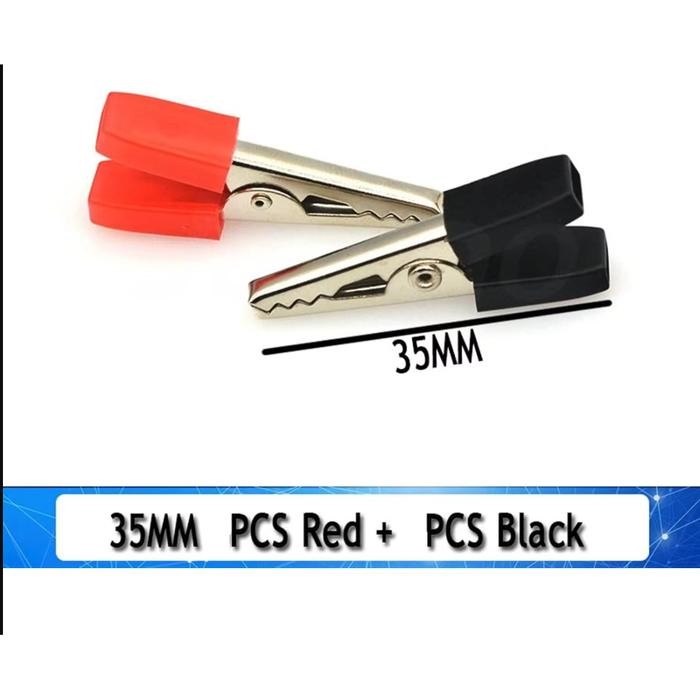(Allthebest) Capit Buaya Alligator Clip Tebal Jepit Klem Clamp Jumper Baterai Pegangan Kotak Merah