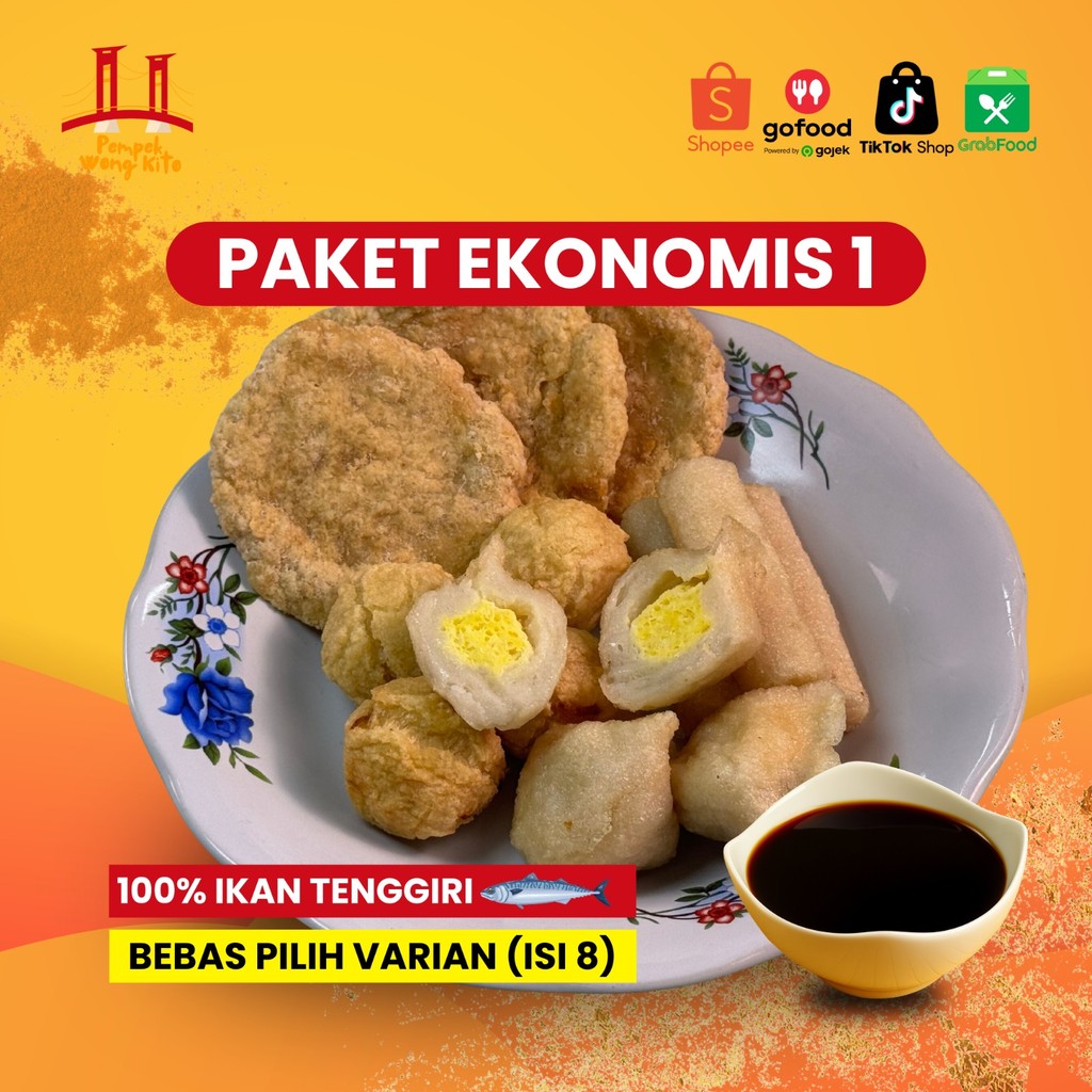 

Pempek WongKito - Pempek Asli Pelembang - Paket Eko1 (isi 8) 100% Ikan Tenggiri