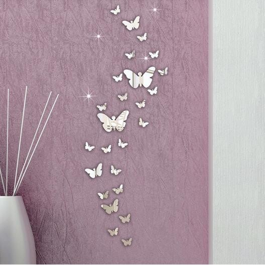 3D Butterfly Mirror Wall Sticker - Stiker Dinding Kupu2 Kaca 3D