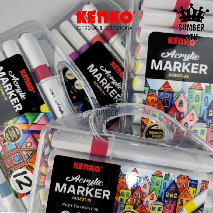

Acrylic Marker Pen ACM01 ACM02 12 & 24 WARNA KENKO Set Spidol Akrilik Single Tip / Twin Tip 2mm