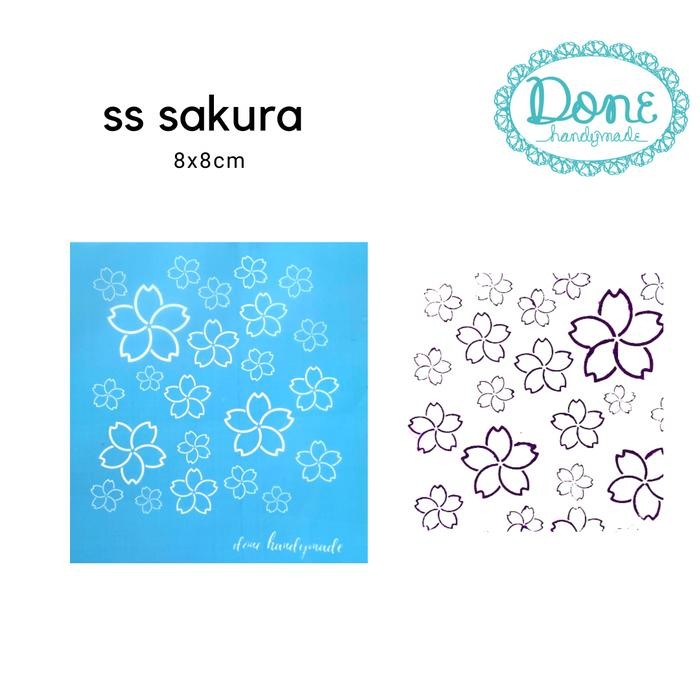 

Silk screen lembar tekstur clay tool stencil alat craft motif sakura 1