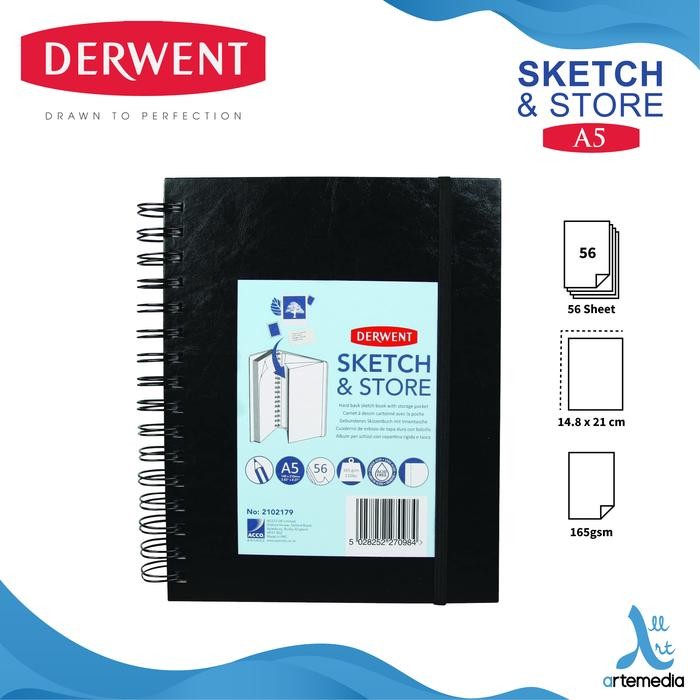 

Buku Sketsa Derwent A5 Sketch & Store Hard Cover Wire Bound Sketchbook