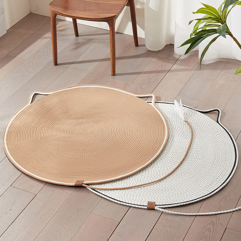 Cat Mat Summer Sleeping Rattan Mat Sisal Nest Ice Pad Cat Scratch Board Wear-Resistant Non-Dandruff 