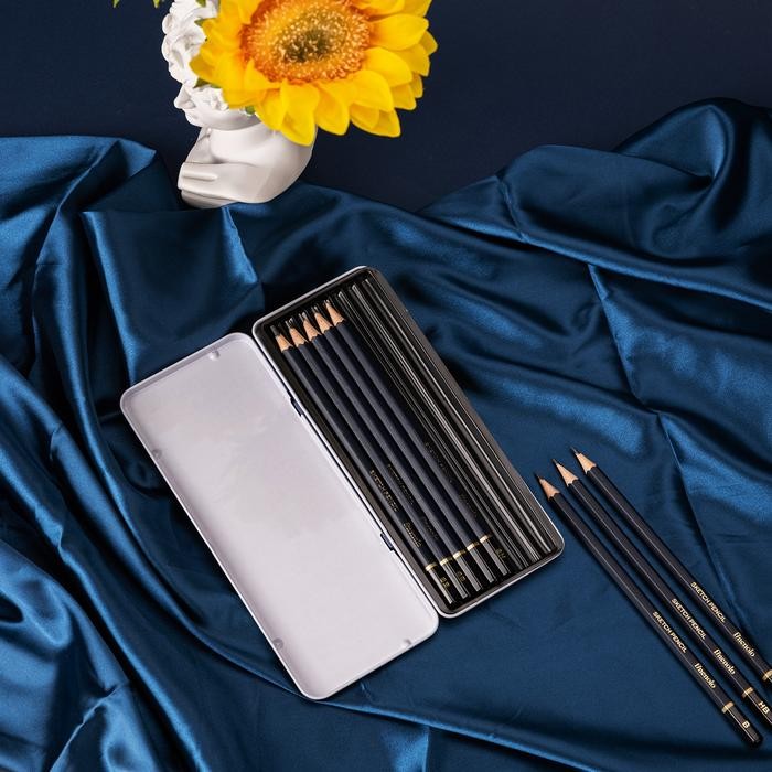 

Deli Sketch Pencil Set / Pensil Sketsa Gambar isi 8 Box Metal EC26 Alat Kayu