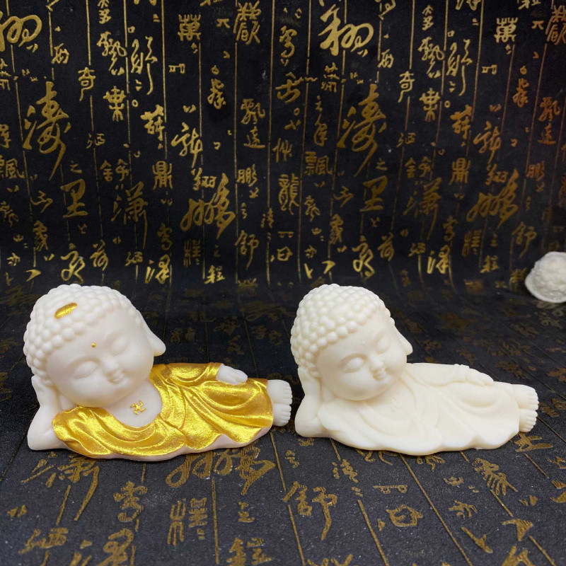 Ivory Fruit Carving Creative Small Buddha Statue Ornament Home Living Room Display Shelf Office