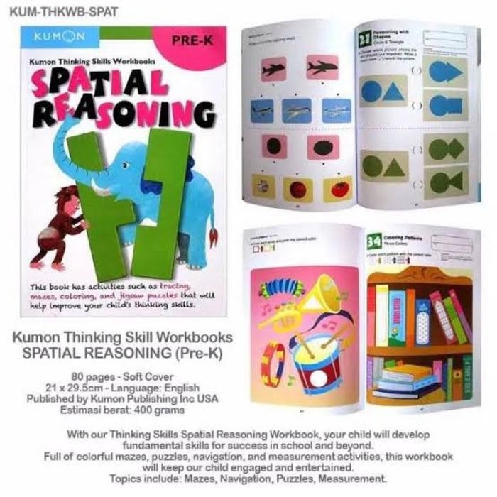 

(SATUAN) Kumon Thinking Skills Workbook Pre K Logic Creativity Spatial Reasoning Differentiation -
