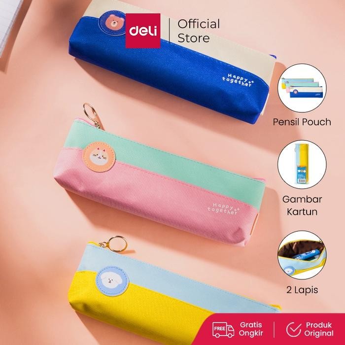 

X689 Deli Pencil Pouch / Tempat Pensil Kain 2Lapis 20Cm Gambar Lucu Eh908