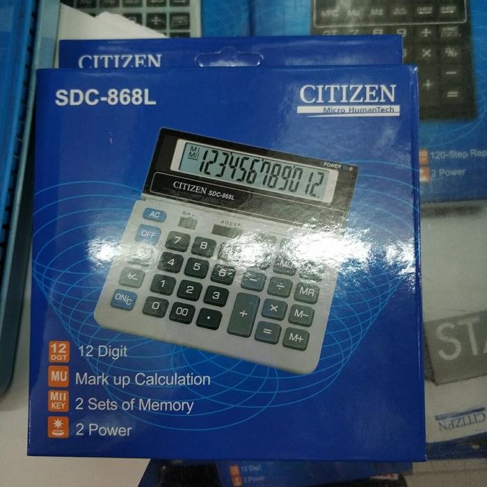 

X689 Citizen Kalkulator Sdc-868L, 12 Digit, Cocok Untuk Kantor, Kapasitas 12 Digit, Alat