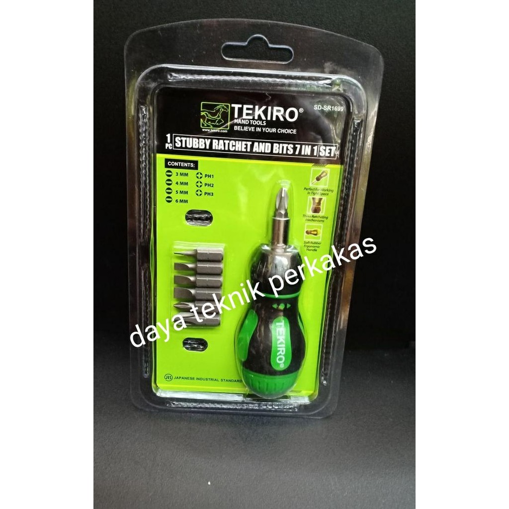 Termurah Obeng Ratchet 7 In 1 Tekiro - Stubby Ratchet - Obeng Cebol