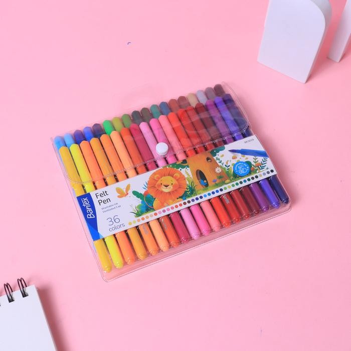 

Bantex Spidol 36 Warna Super Lengkap / Felt Pen Bisa Dicuci BK3019