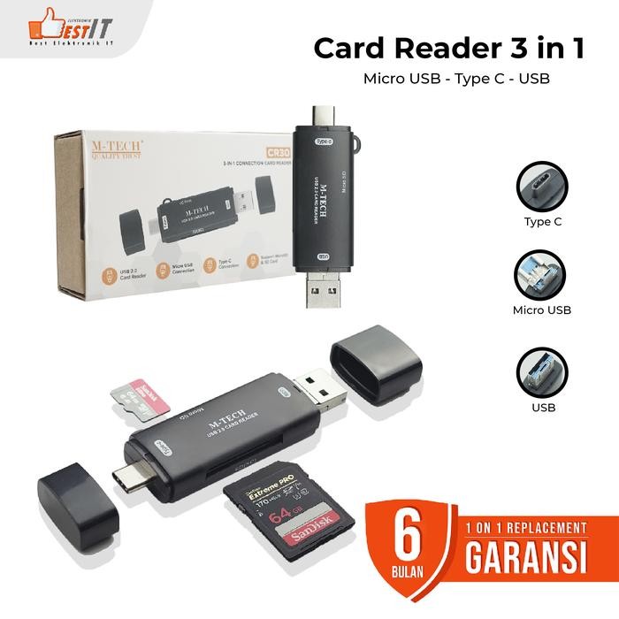 

USB CARD READER TYPE C & MICRO USB 3 IN 1 TF SD CARD OTG