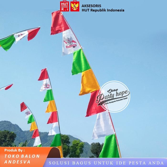 (Allthebest) bendera umbul umbul warna warni / bendera kain zig zag / Bendera Umbul Umbul Merah