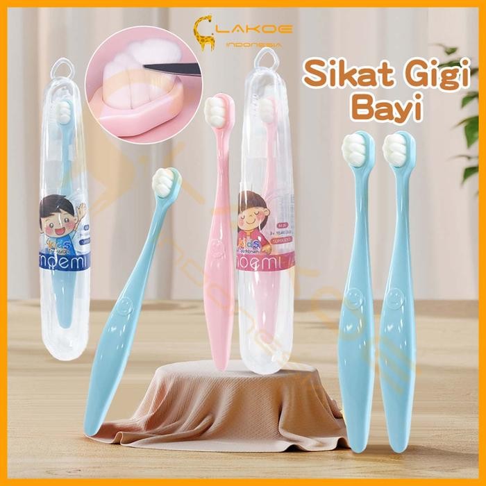LAKOE Sikat Gigi Anak Bayi / Toothbrush Baby / Sikat Gigi Bayi Lembut Dengan Kotak 2-12 Tahun Merah