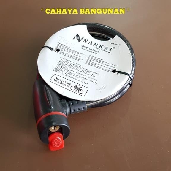KUNCI RANTAI PENGAMAN SELING SLING BAJA GEMBOK SEPEDA MOTOR NANKAI