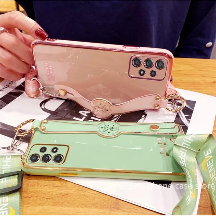 Case Untuk Samsung A13 4G Soft Case Tali Panjang Plating SIlikon Cover Casing Handphone
