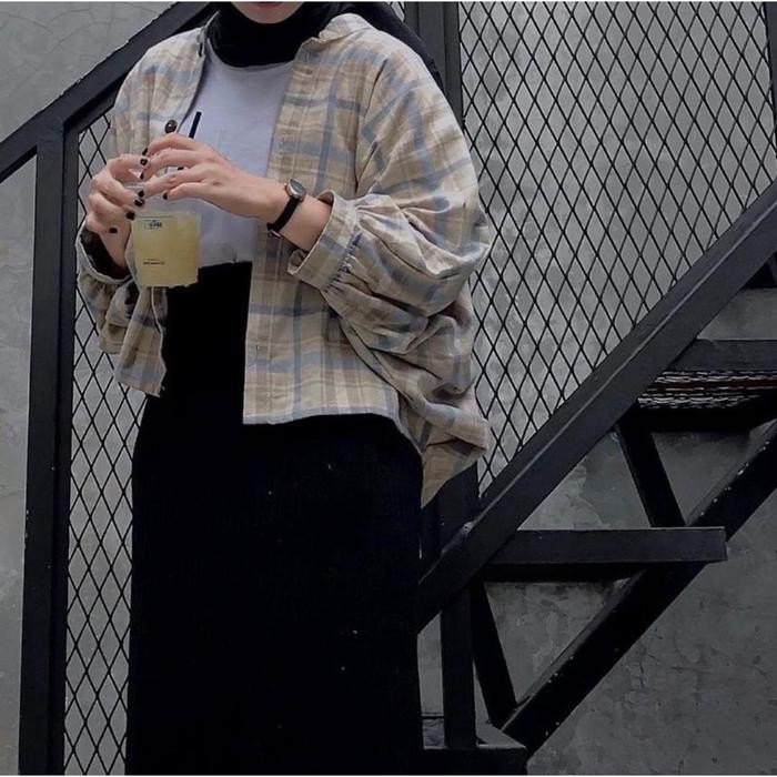 Kemeja Tamara Batwing Flanel Oversize