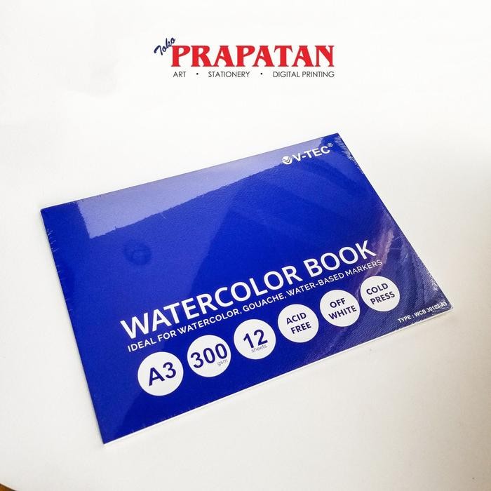 

SARI V-Tec Watercolor Book Pad A3 12 Lembar 300 Gsm / Buku Gambar Cat Air