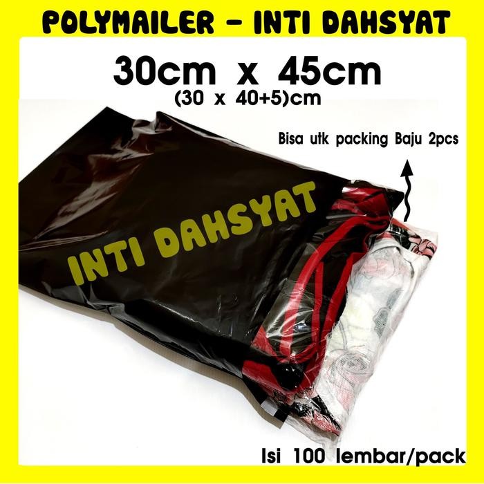 

5WUM Polymailer Hitam Glossy 30X45 Isi +/-100Lembar Kantong Plastik Kemasan