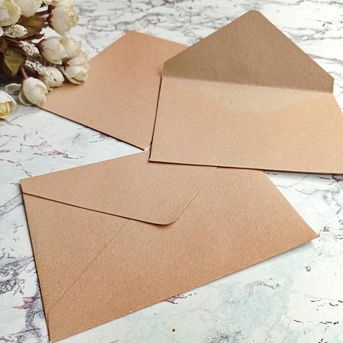 

5WUM Amplop Kraft Coklat Kraftliner Utk Kartu Undangan, Lebaran, Natal, Dll