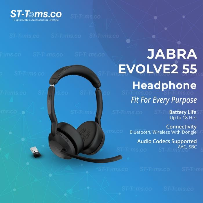 Jabra Evolve2 55 Stereo Bluetooth Connectivity with ANC Headphone