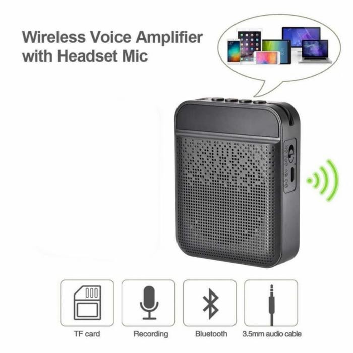 Hyundai Mic Mikrofon Wireless Speaker Pinggang Penguat Pengeras Suara