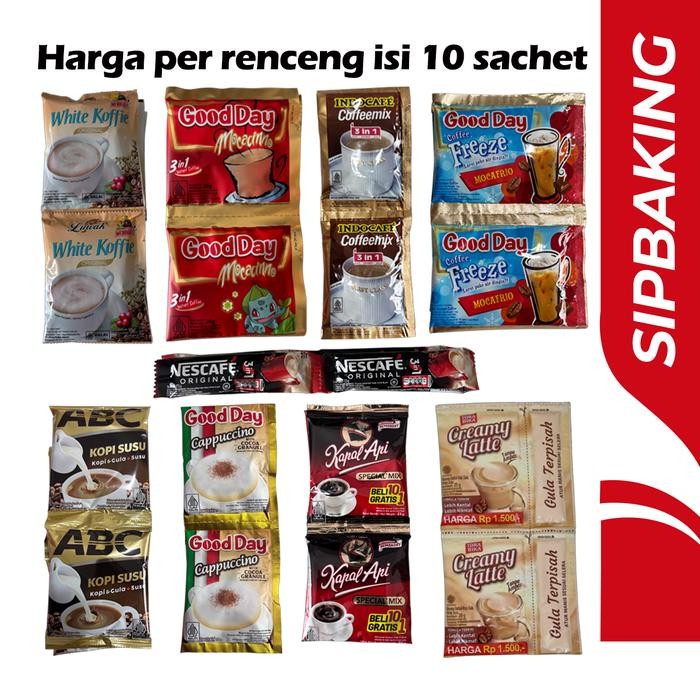 

Kopi Kapal Api Good day ABC Torabika Indocafe Luwak Kopi Instan Renceng Coffee White