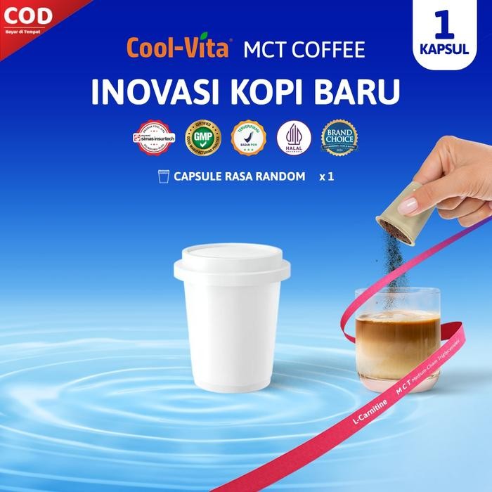 

[FREE GIFT DHA Collagen Gummy] Coolvita MCT Coffee Capsule isi 1 Kapsul - Kopi Rasa Random