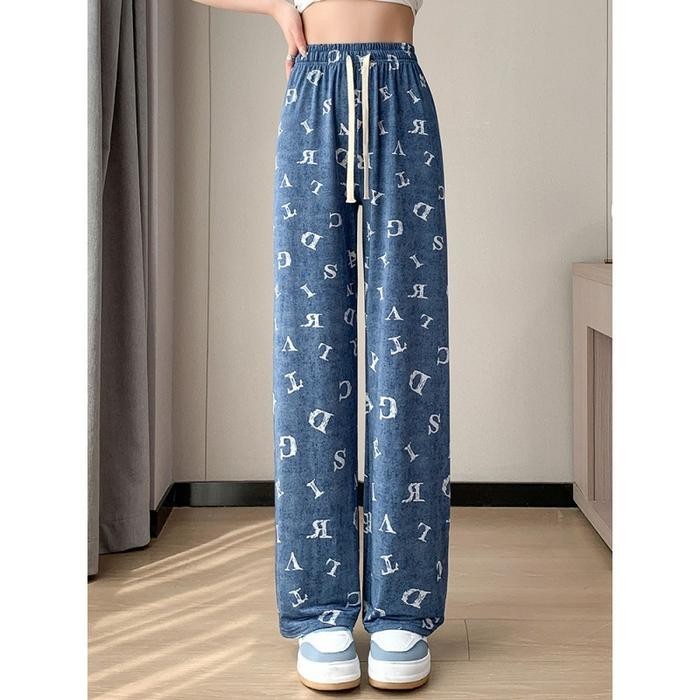 CPG1570 Celana Panjang Kulot Jeans Denim Wanita Hh Waist Korean Fashion Long Pants