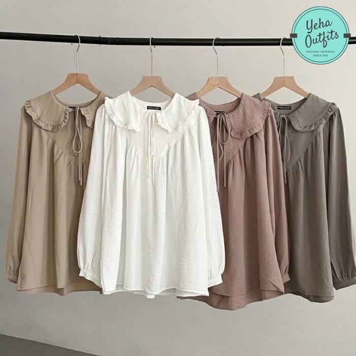 Lavita Blouse Wanita Korea Baju Atasan Muslim Lengan Panjang