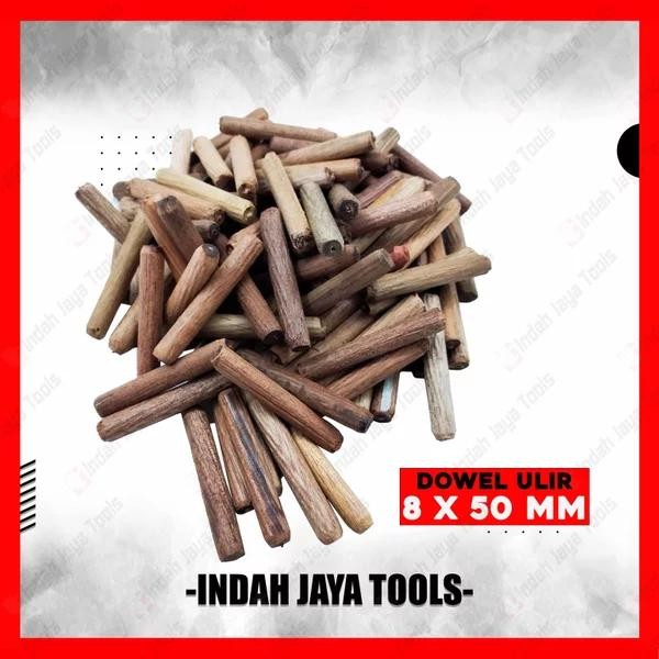 

DOWEL Kayu Ulir 8 x 50 MM 100 Pcs Pen Sambungan Stik Kayu Bulat